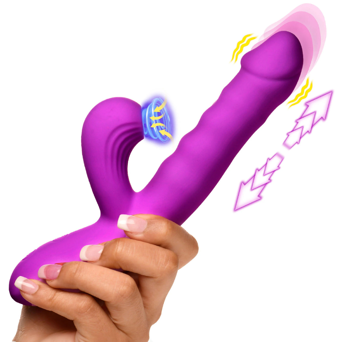 Thrust Wave Thrusting and Sucking Rabbit Vibrator - Purple