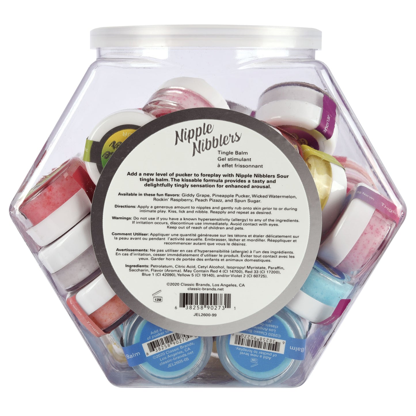 Nipple Nibbler Sour Tingle Balm Assorted - 36 Pc. Bowl - 3g Jar