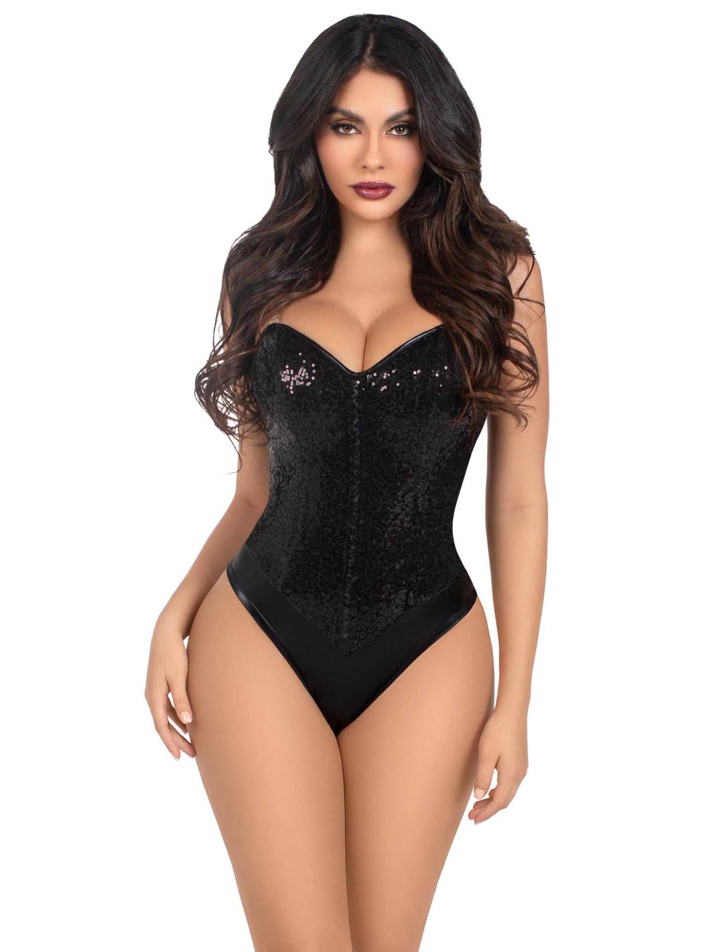 Sequin Bodysuit - Large - Black