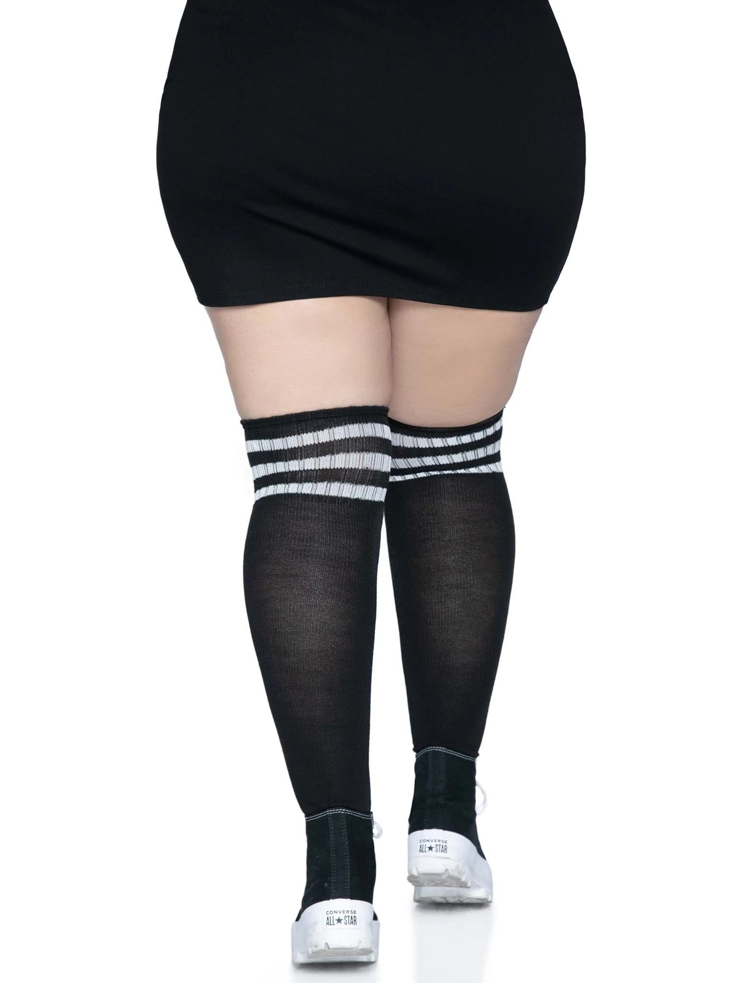 Over the Knee Athletic Socks -1x/2x - Black/white