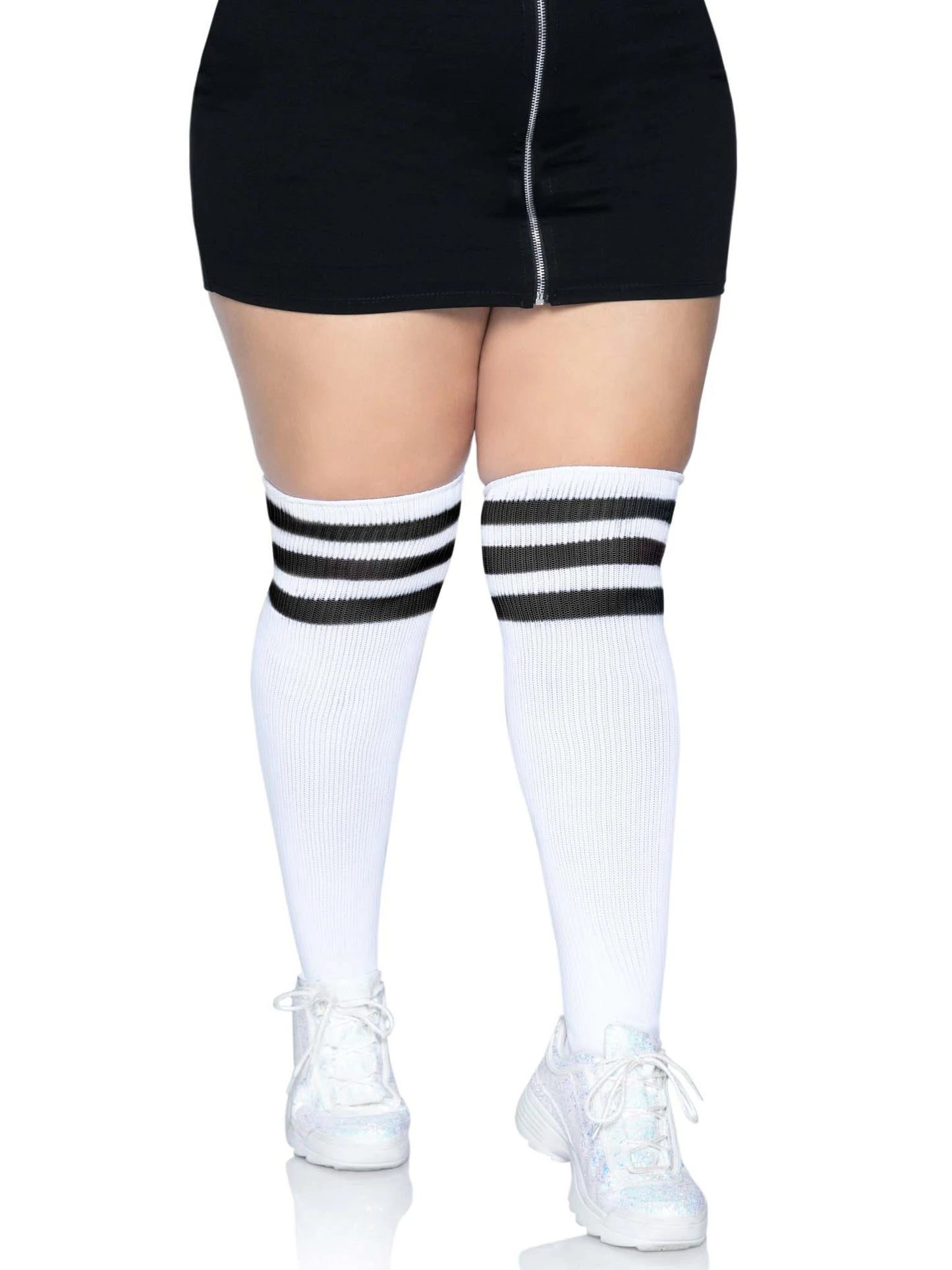 Over the Knee Athletic Socks - 1x/2x - White/black