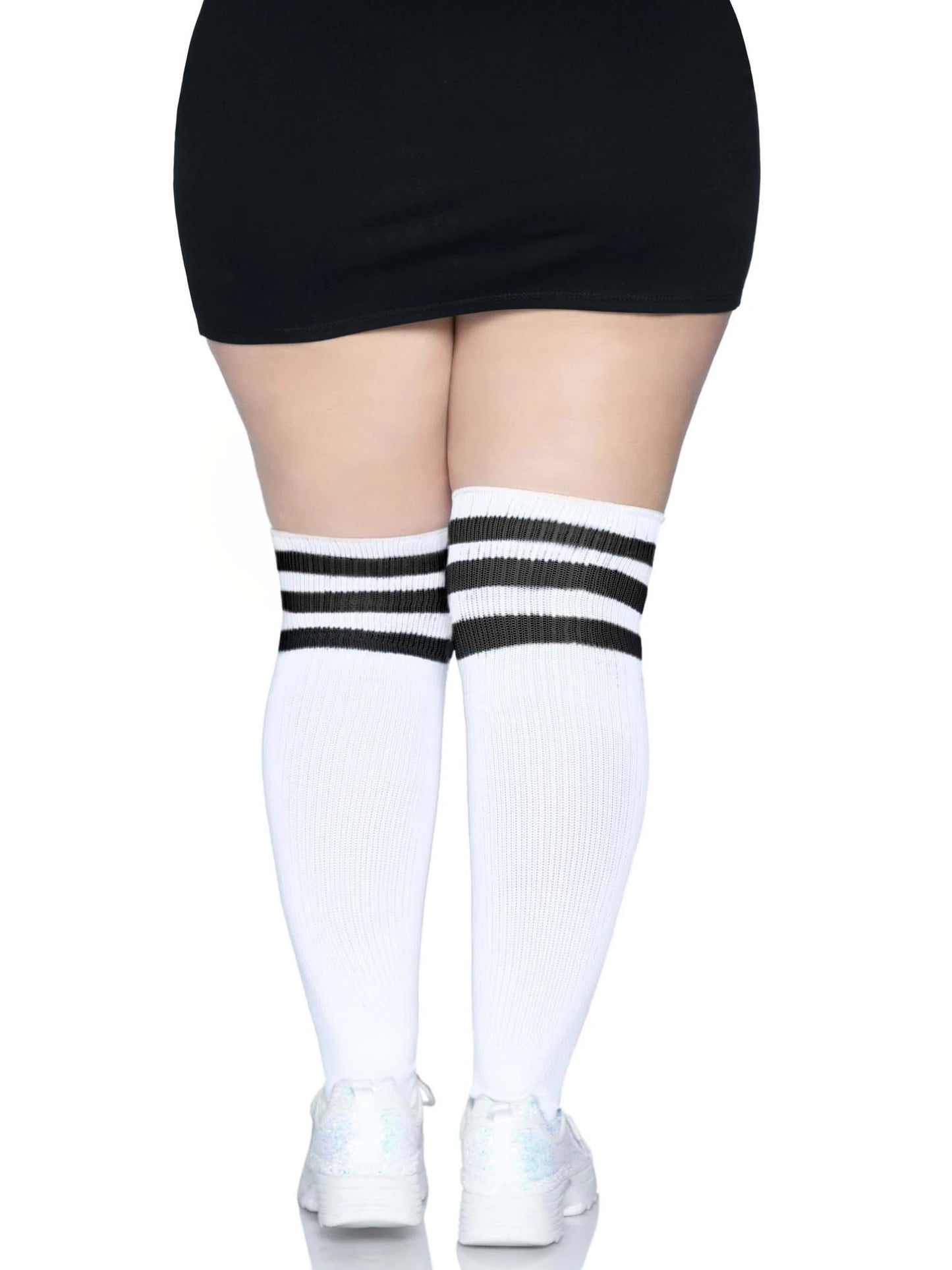 Over the Knee Athletic Socks - 1x/2x - White/black