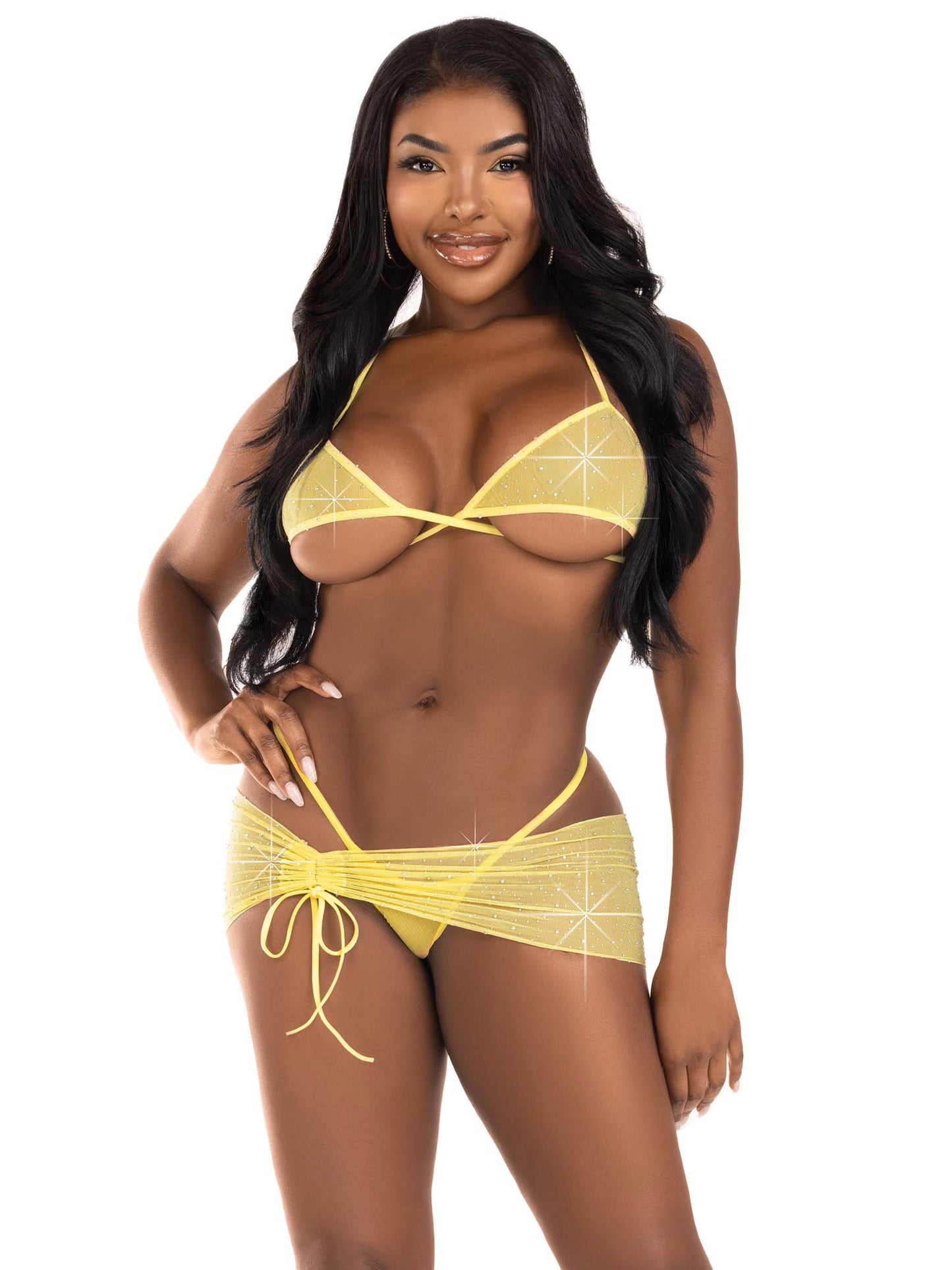 3 Pc Rhinestone Mesh Set - Small/medium - Baby Yellow