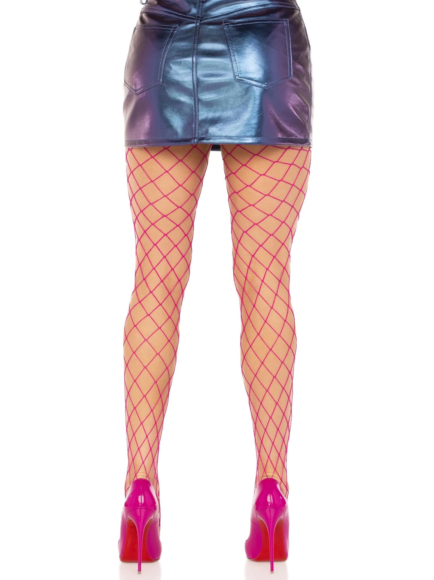 Spandex Diamond Net Tights - One Size - Magenta