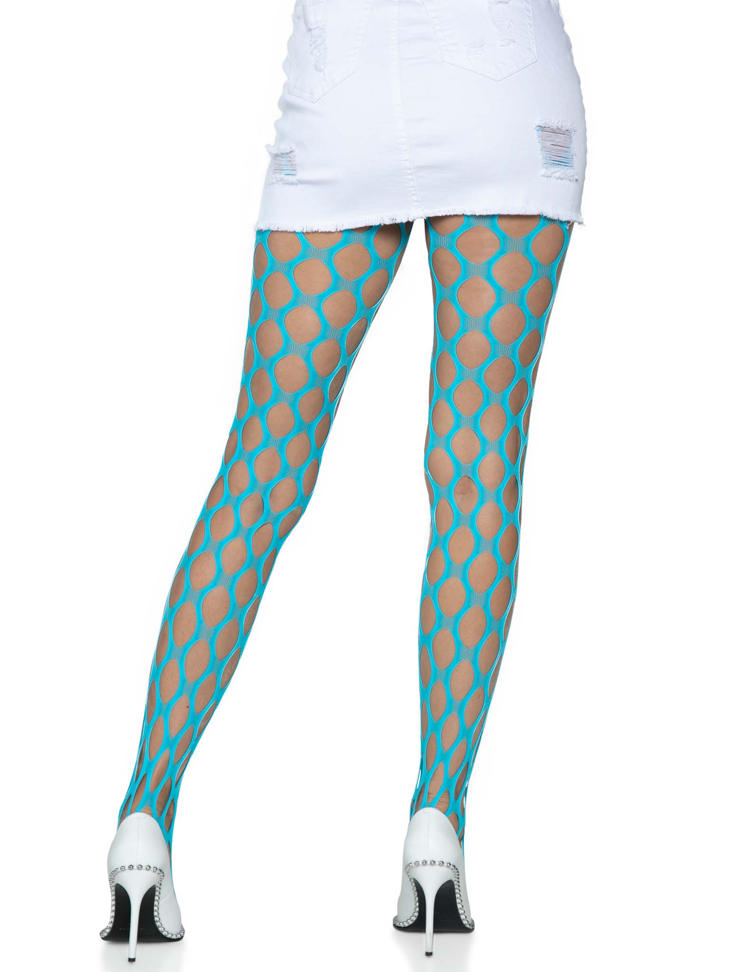 Jumbo Pothole Net Tights - Neon Blue - One Size