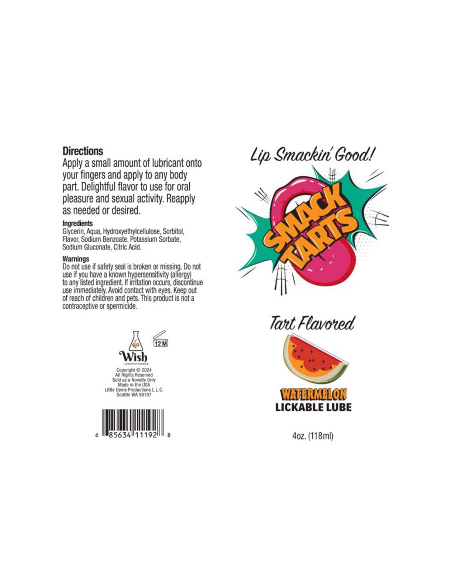 Smack Tarts 4oz Lickable Flavored Lubricant - Watermelon