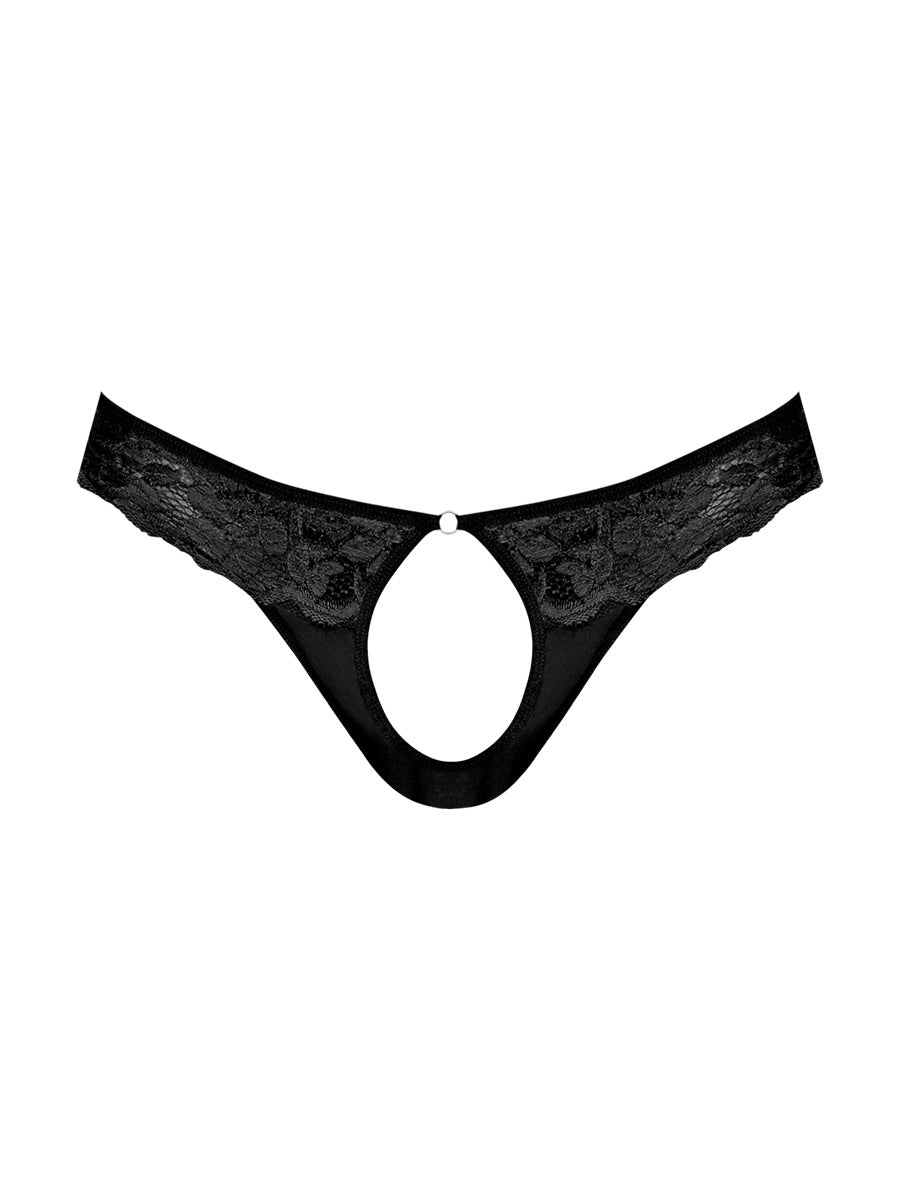 Sassy Lace - Open Ring Thong - Small/medium - Black