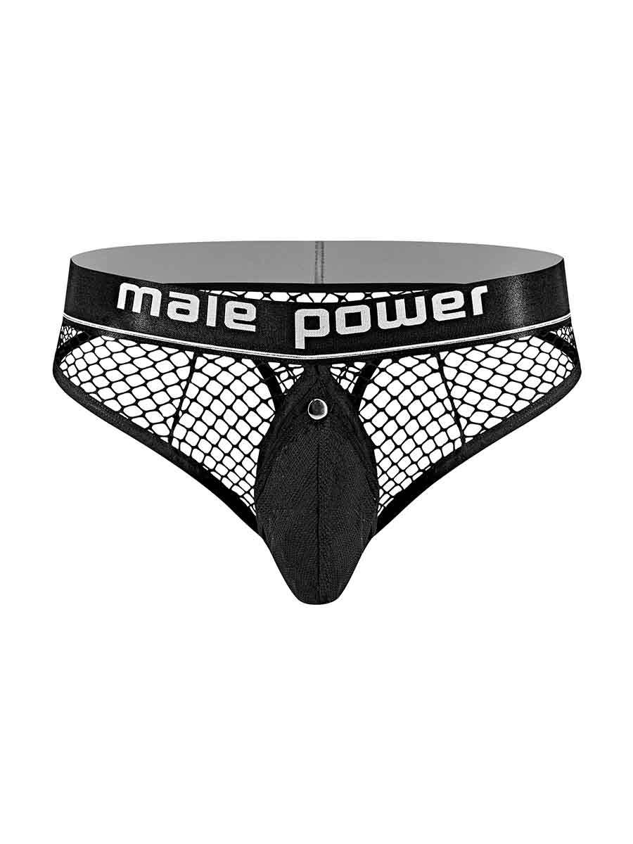 Cock Pit Net Cock Ring Thong - L/ XL - Black