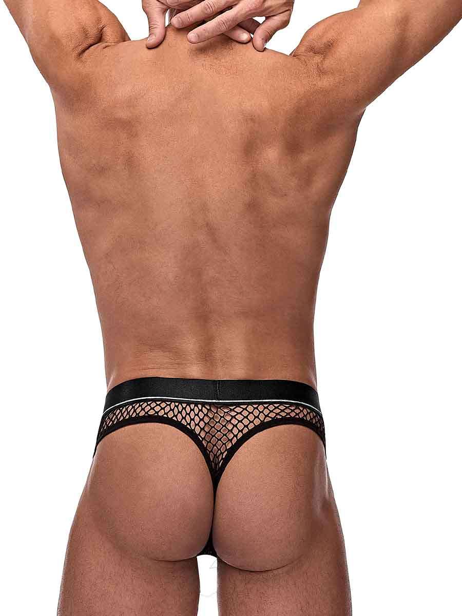 Cock Pit Net Cock Ring Thong - L/ XL - Black