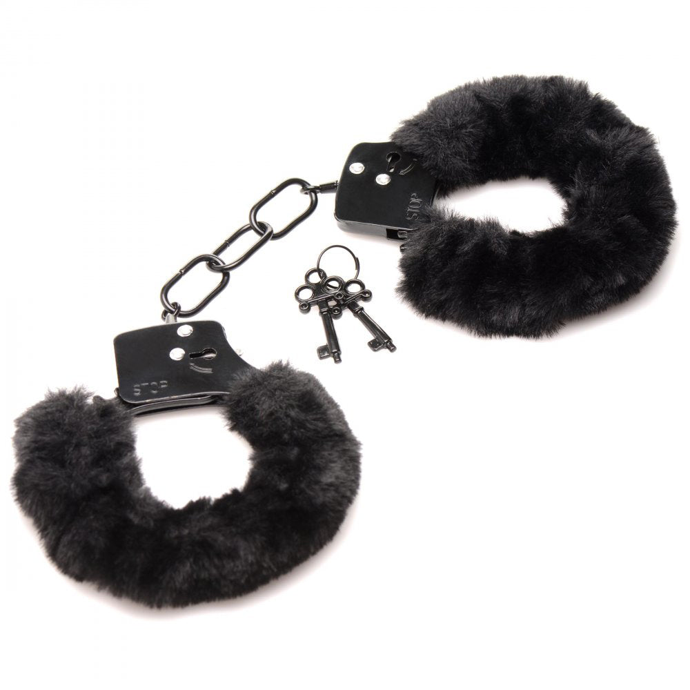 Cuffed in Fur Furry Handcuffs - Black