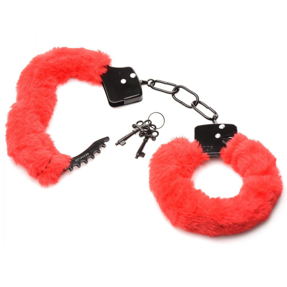 Cuffed in Fur Furry Handcuffs - Red