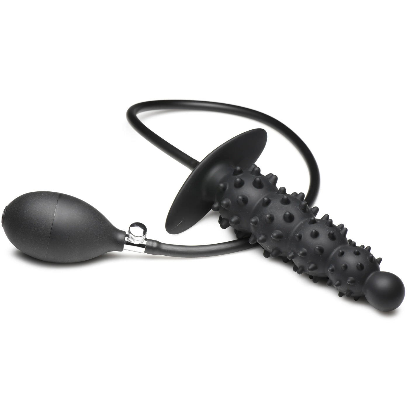 Ass Puffer Nubbed Inflatable Silicone Anal Plug - Black