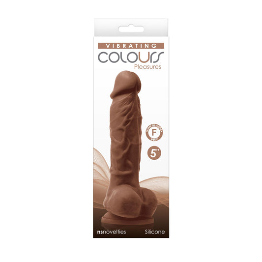 Colours - Pleasures - Vibrating - 5 Inch Dildo - Brown