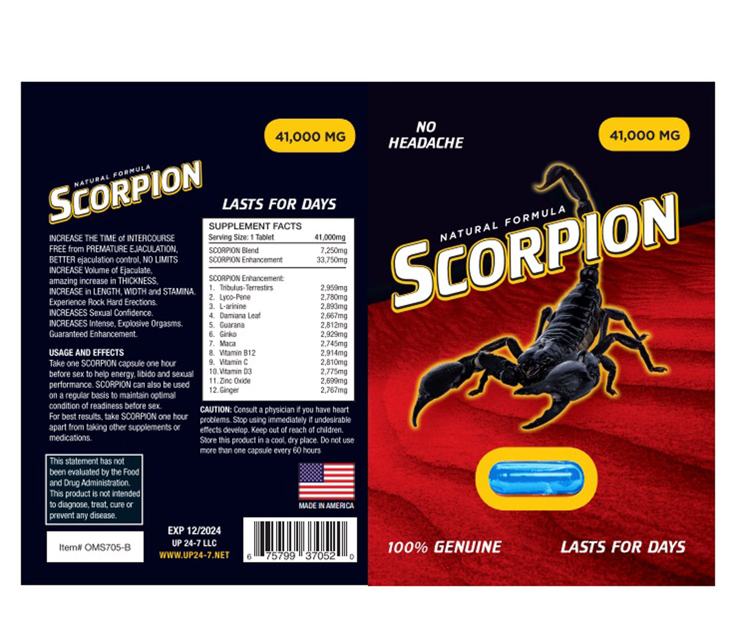 Scorpion Male Enhancement - 30 Count Box