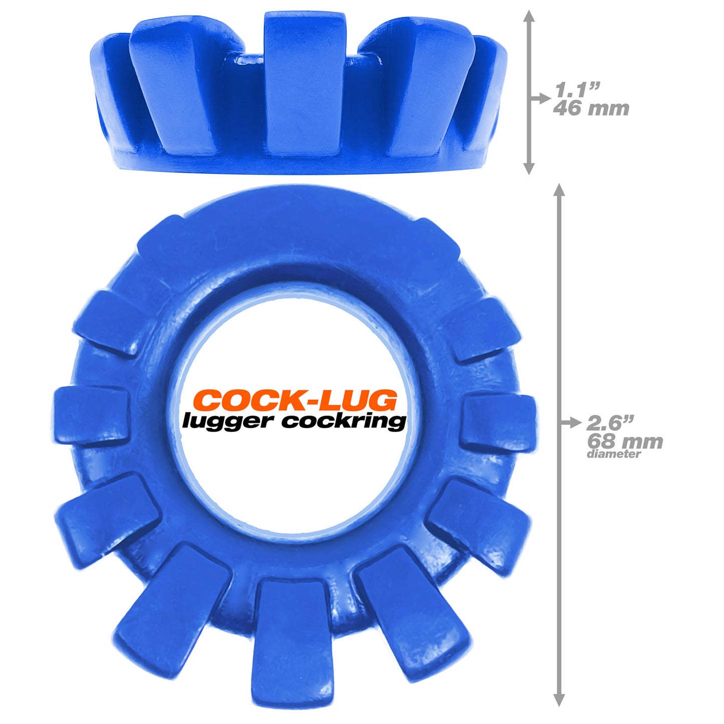 Cock-Lug Lugged Cockring - Marine Blue