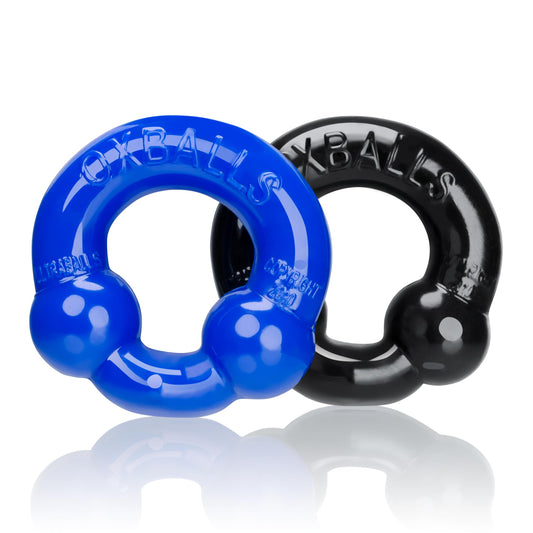 Ultraballs 2- Piece Cockring Set - Black & Police Blue