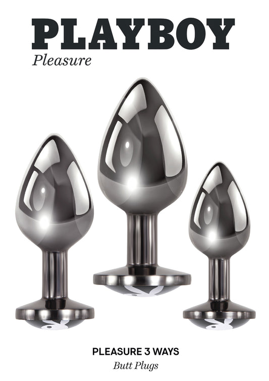 Playboy Pleasure - Pleasure 3 Ways - Butt Plug - Hematite