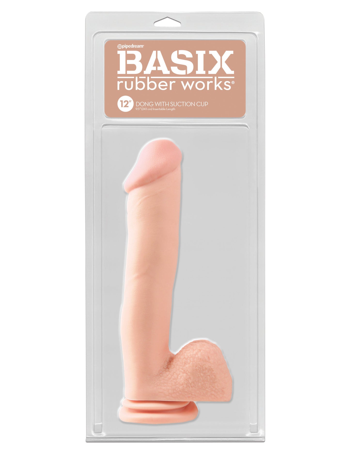 Basix Rubber Works 12 Inch Dong With Suction Cup - Light