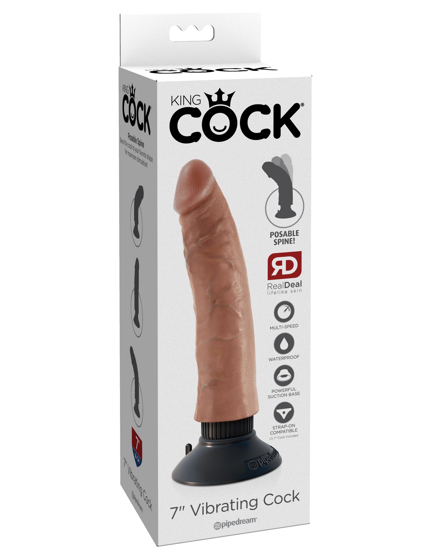 King Cock 7 Inch Vibrating Cock - Tan