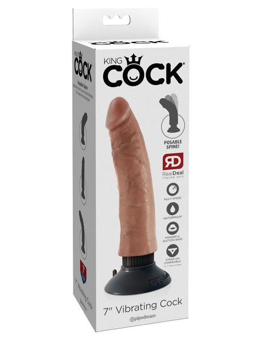 King Cock 7 Inch Vibrating Cock - Tan