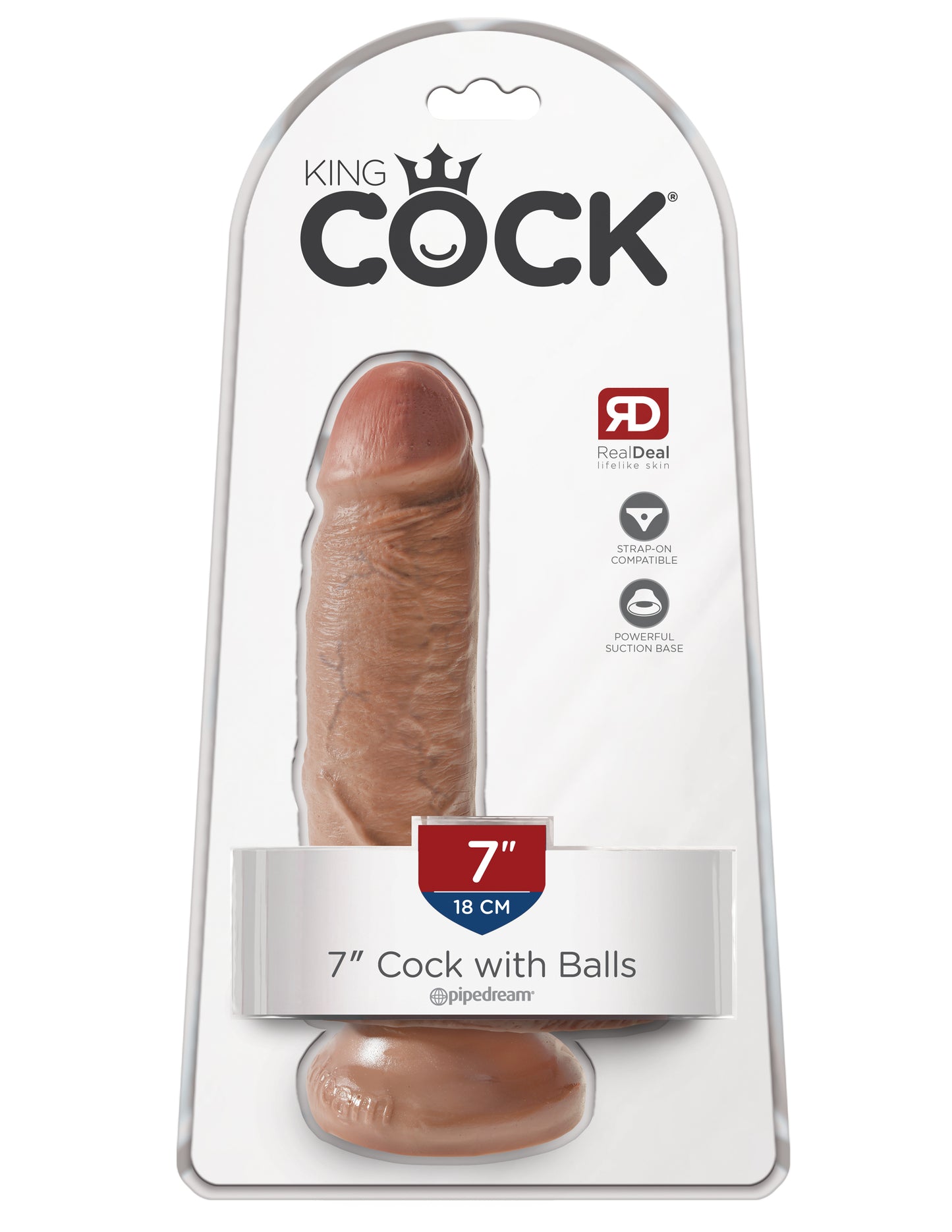 King Cock 7 Inch Cock With Balls - Tan