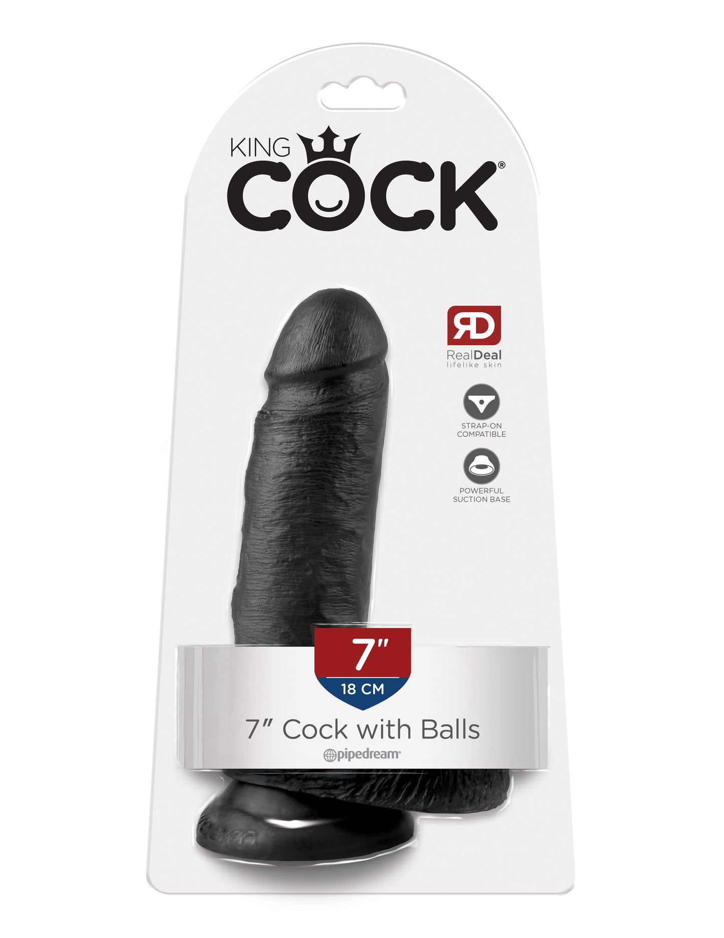 King Cock 7-Inch Cock With Balls - Black