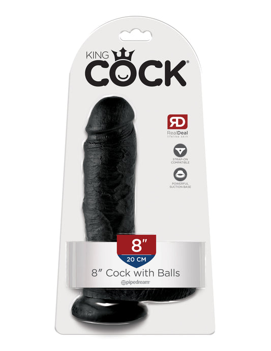 King Cock 8-Inch Cock With Balls - Black