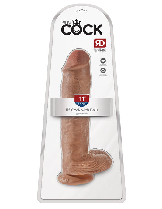 King Cock 11 Inch Cock With Balls - Tan