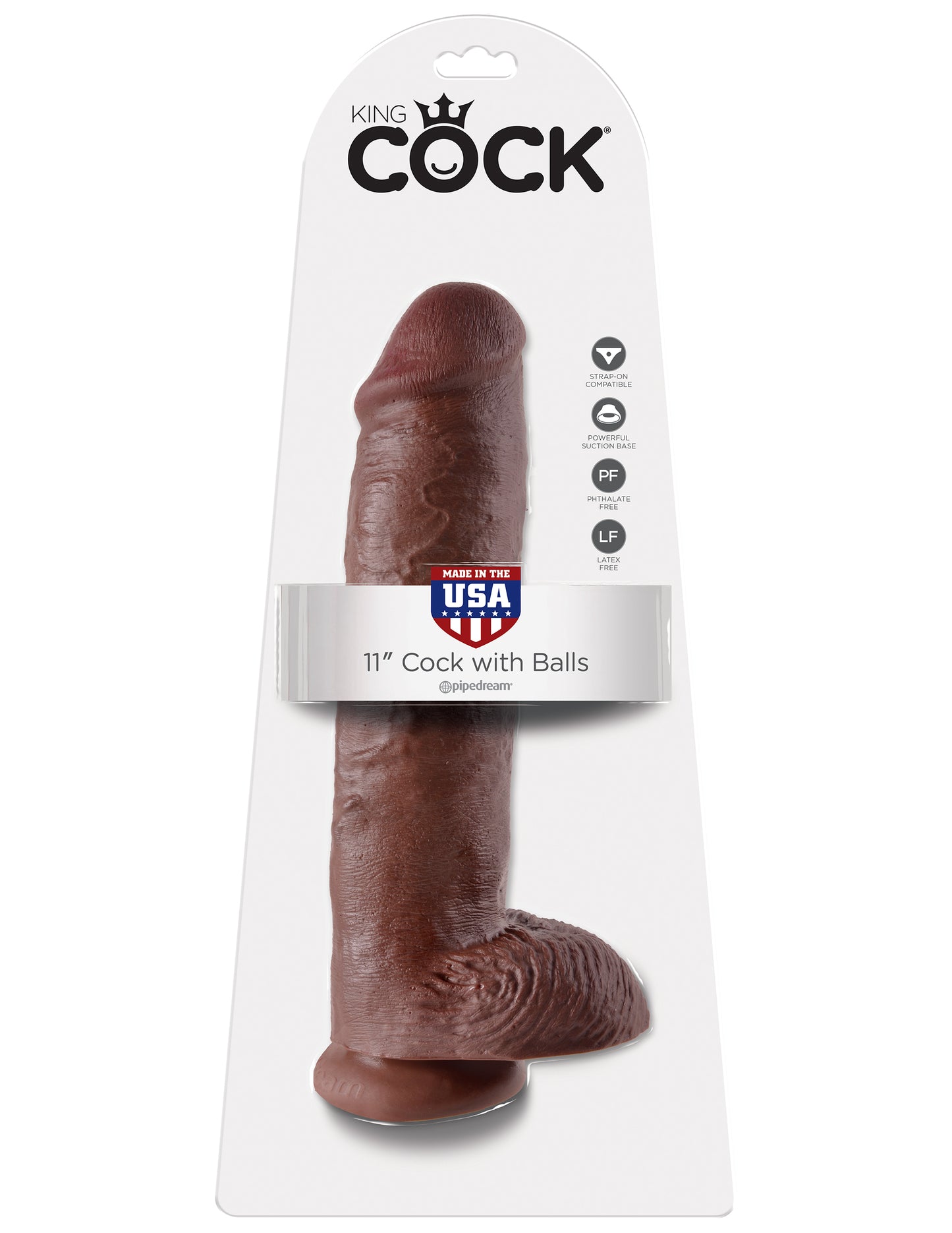 King Cock 11 Inch Cock With Balls - Brown