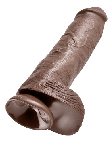 King Cock 11 Inch Cock With Balls - Brown