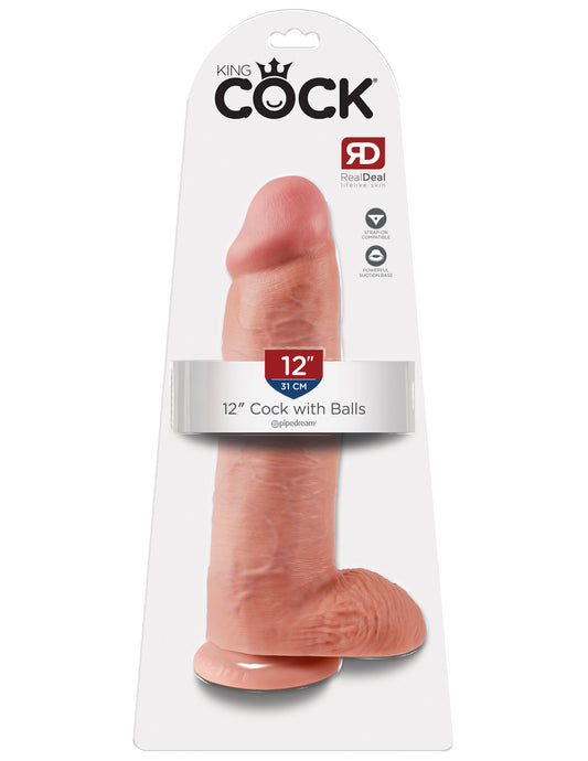 King Cock 12 Inch Cock With Balls - Flesh