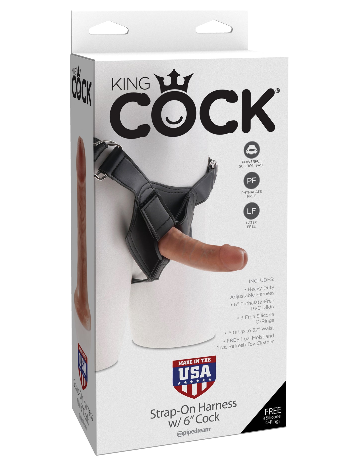 King Cock Strap on Harness With 6 Inch Cock - Tan