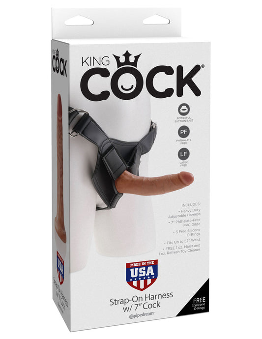 King Cock Strap-on Harness with 7 Inch Cock - Tan