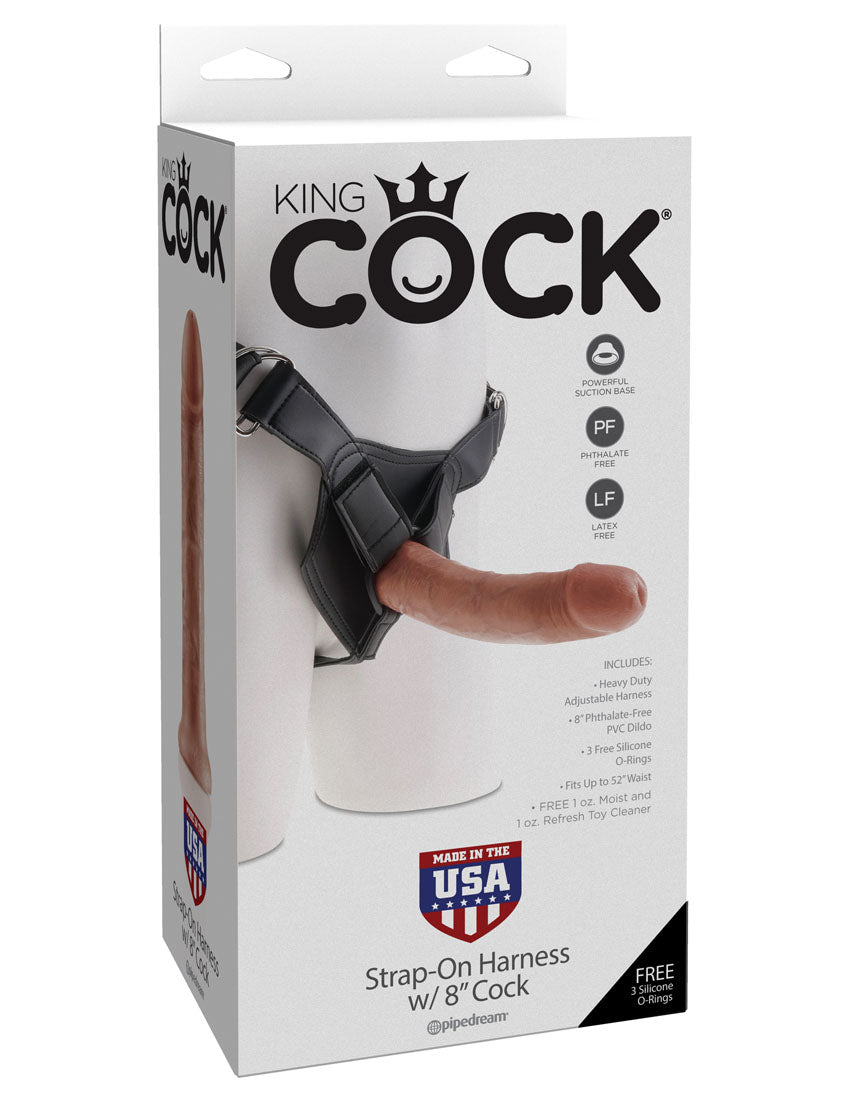 King Cock Strap-on Harness with 8 Inch Cock - Tan