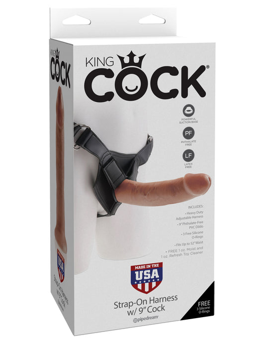 King Cock Strap-on Harness with 9 Inch Cock - Tan