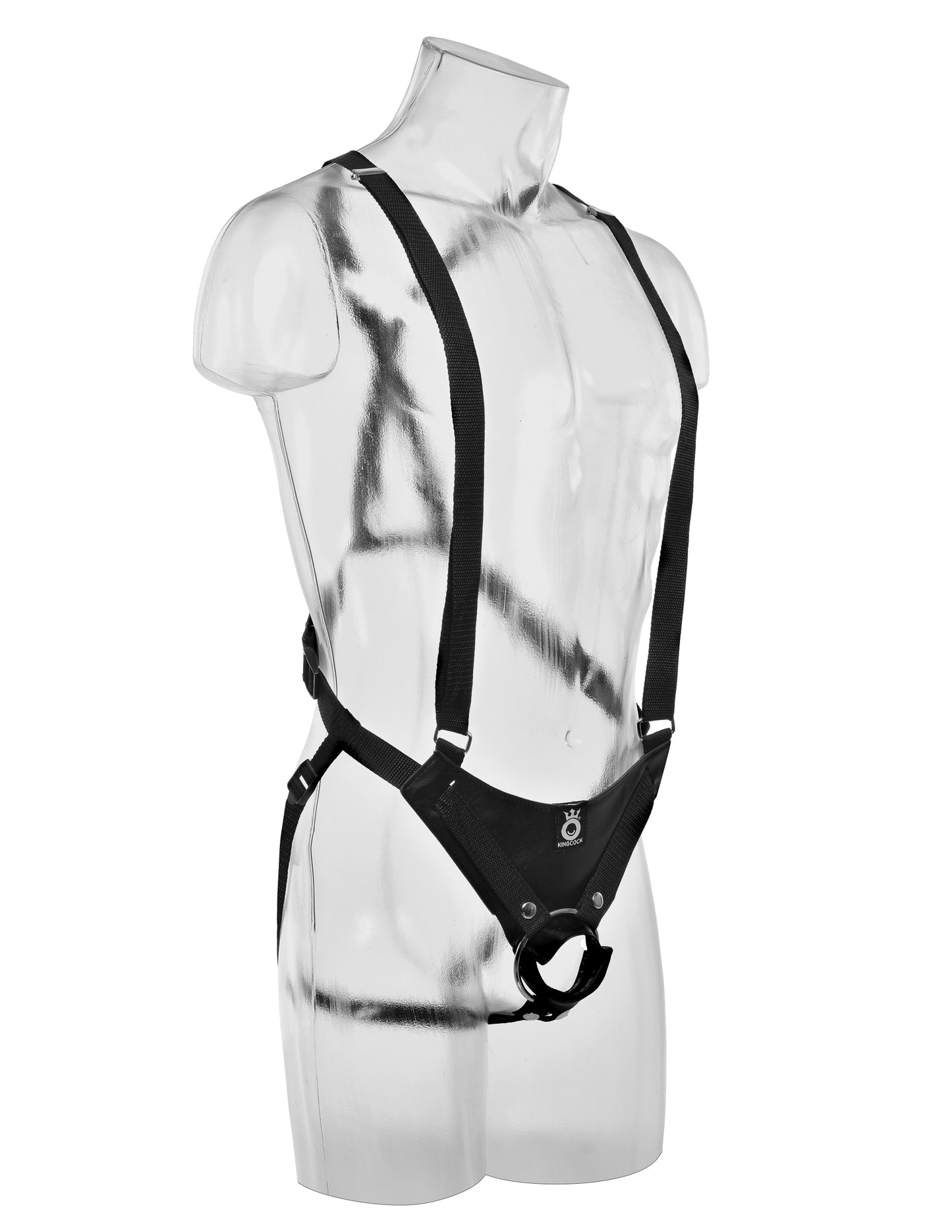 King Cock 10 Inch Hollow Strap-on Suspender System - Flesh