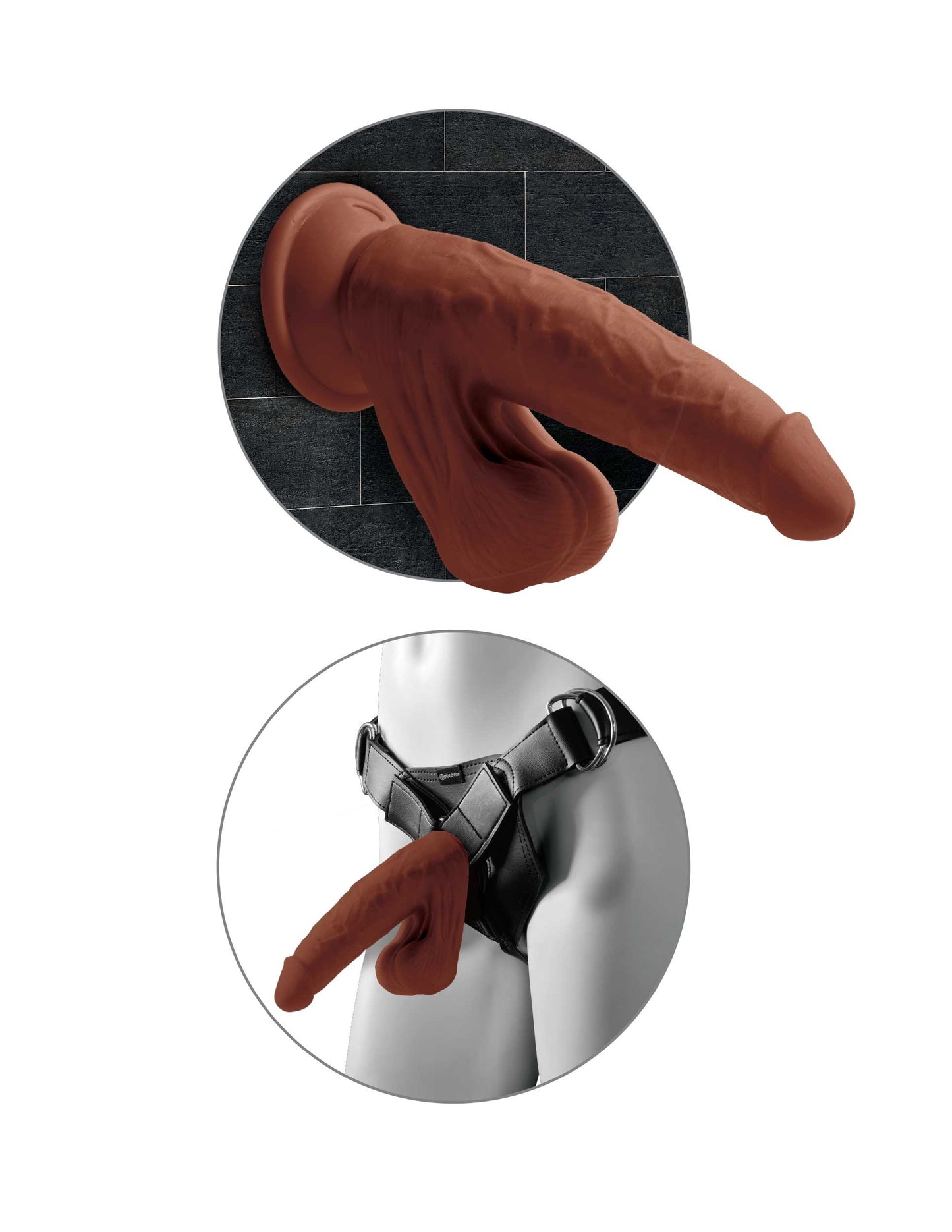 8 Inch Triple Density Cock With Swinging Balls - Brown