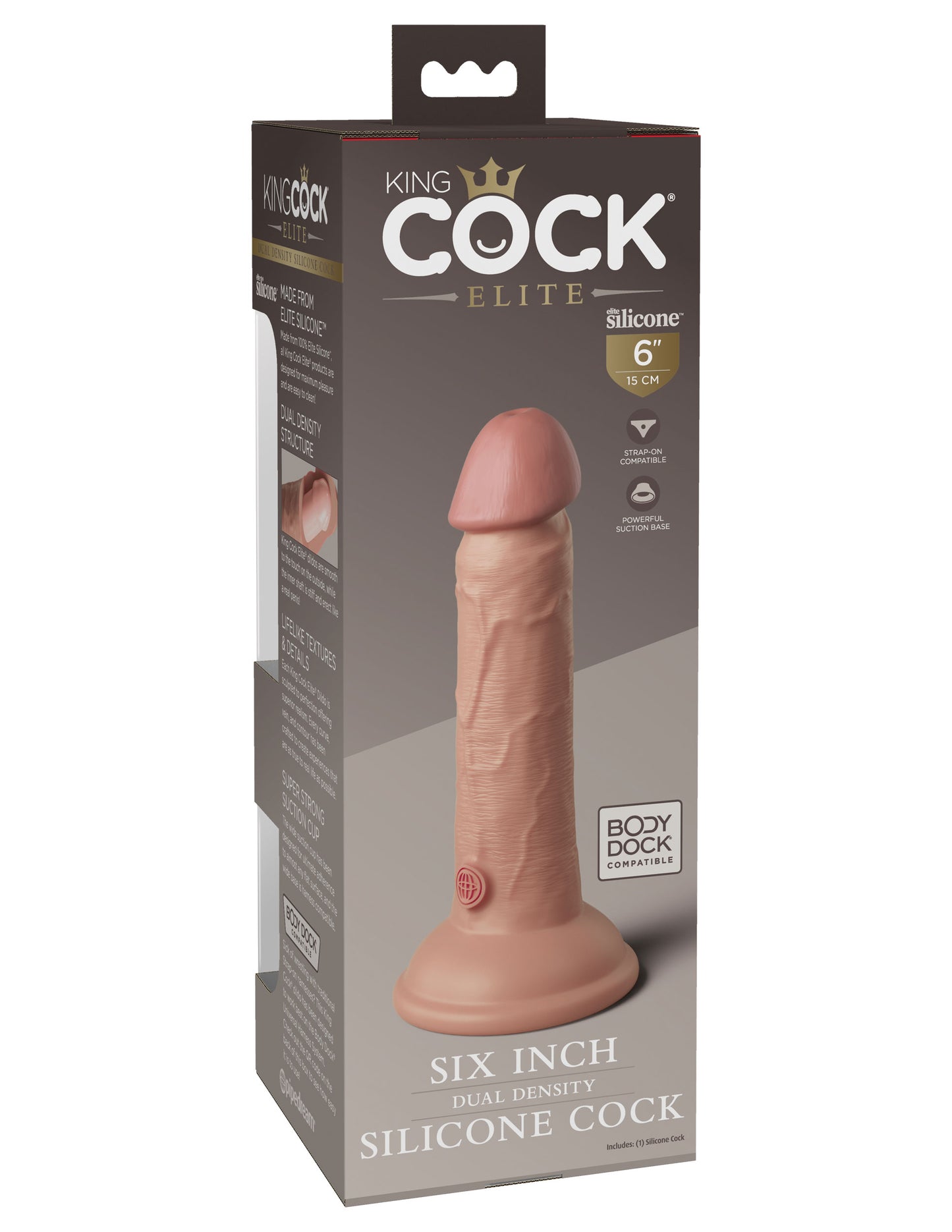 King Cock Elite 6 Inch Silicone Dual Density Cock - Light