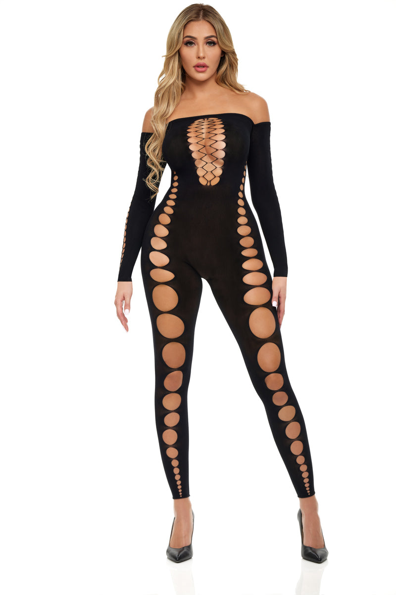 Boujee Gang Bodystocking - One Size - Black