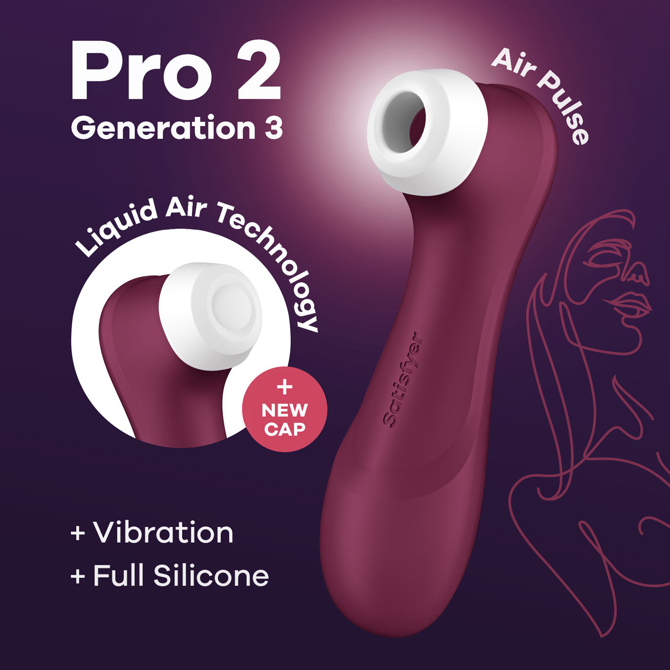 Satisfyer Pro 2 Generation 3 Connect App Liquid Air Technology - Wine Red