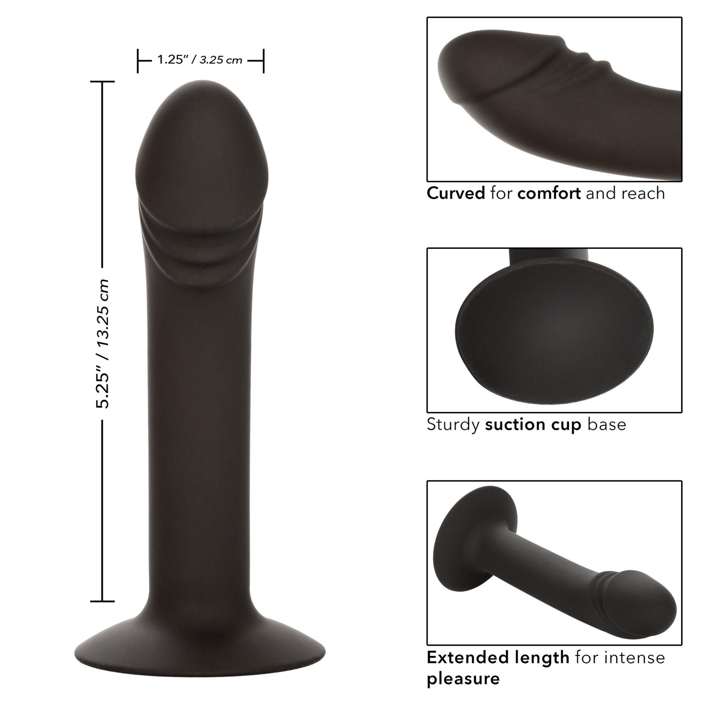 Silicone Curved Anal Stud - Black