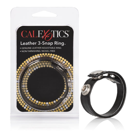 Leather Black 3-Snap Ring