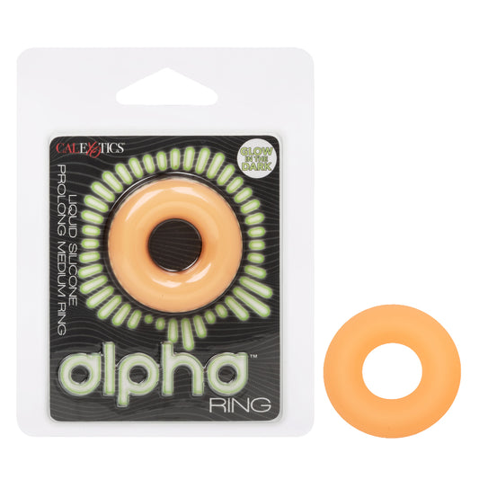 Alpha Glow-in-the-Dark Liquid Silicone Prolong Medium Ring - Orange