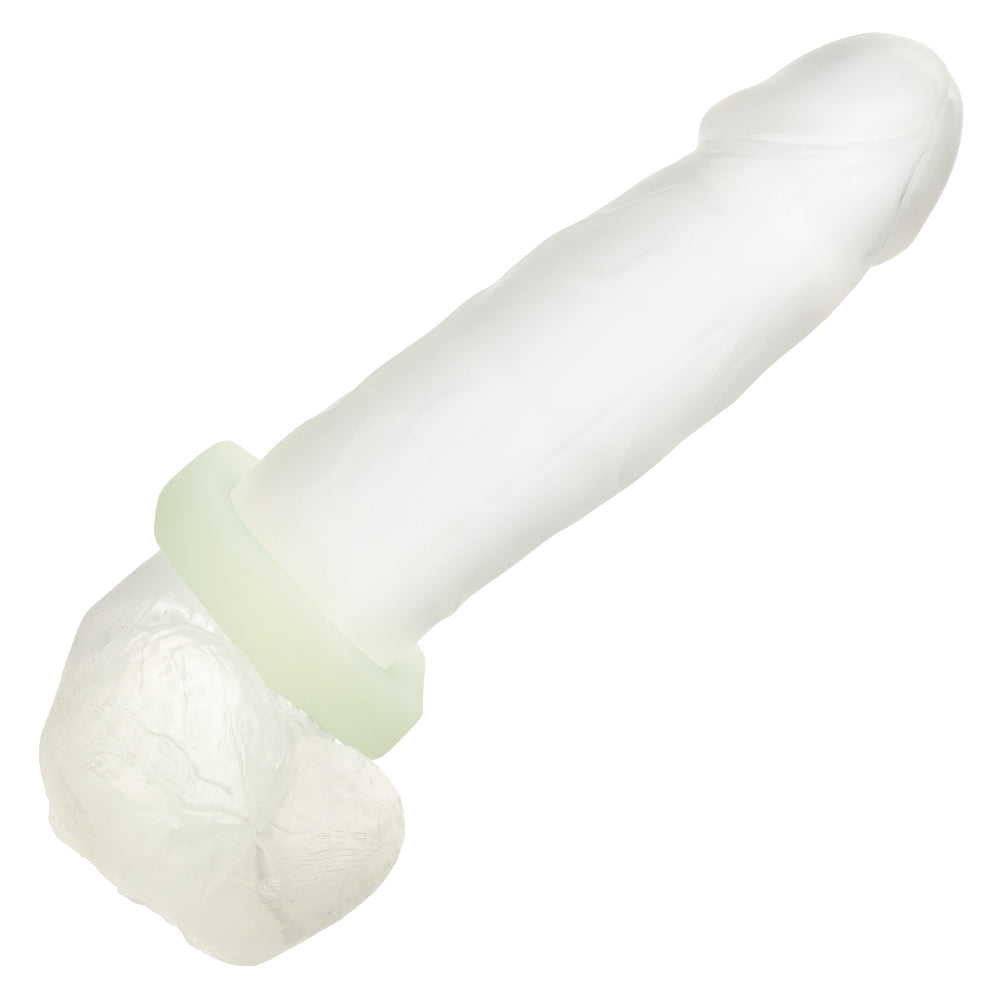 Alpha Glow-in-the-Dark Liquid Silicone Prolong Sexagon Ring - White