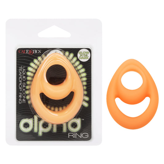 Alpha Glow-in-the-Dark Liquid Silicone Teardrop Ring - Orange