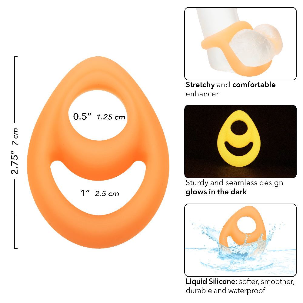 Alpha Glow-in-the-Dark Liquid Silicone Teardrop Ring - Orange