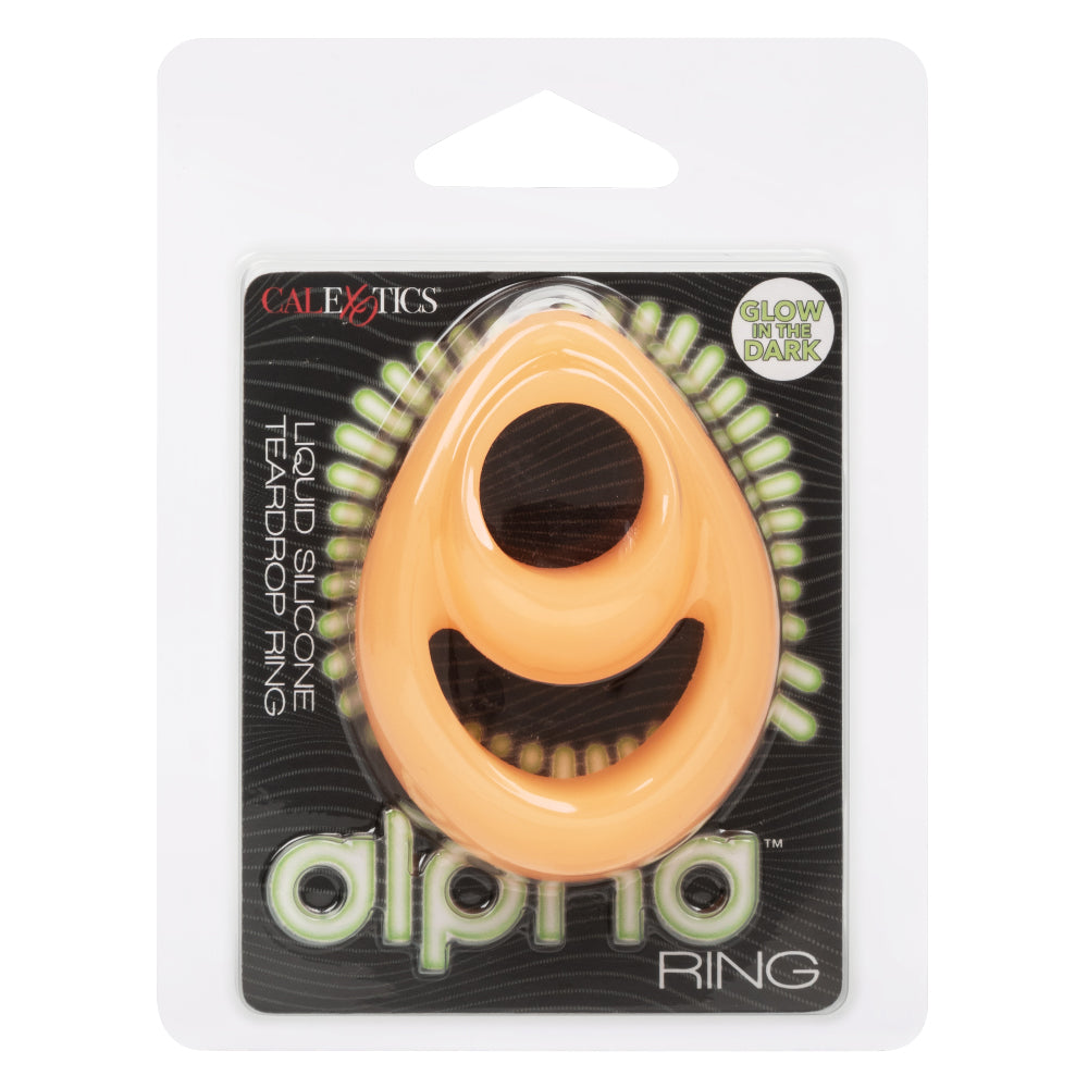 Alpha Glow-in-the-Dark Liquid Silicone Teardrop Ring - Orange