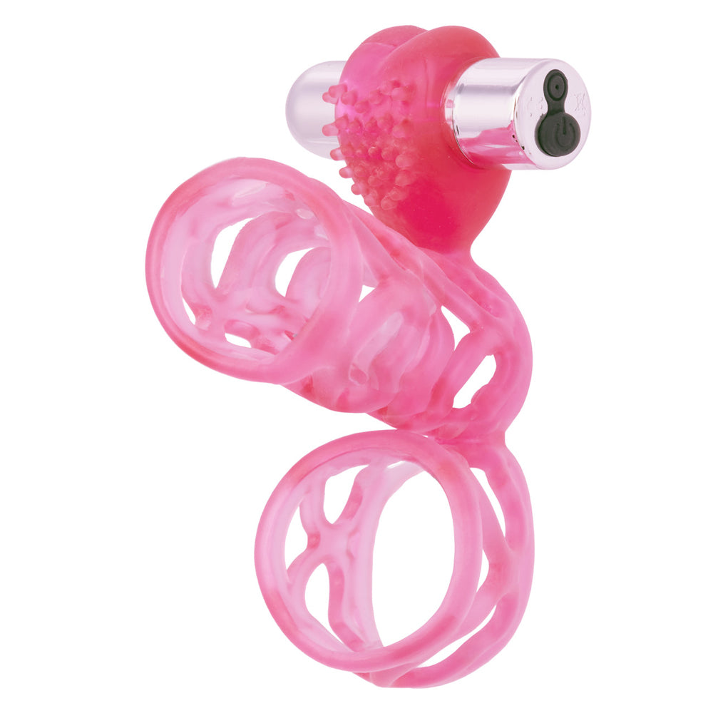 Lovers Cage Stretchy Cock Cage Comfortable Scrotum Cage Pink Rechargeable