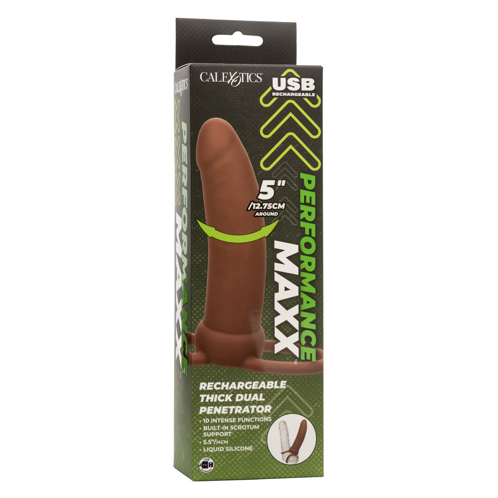 Performance Maxx Rechargeable Thick Dual Penetrator - Brown