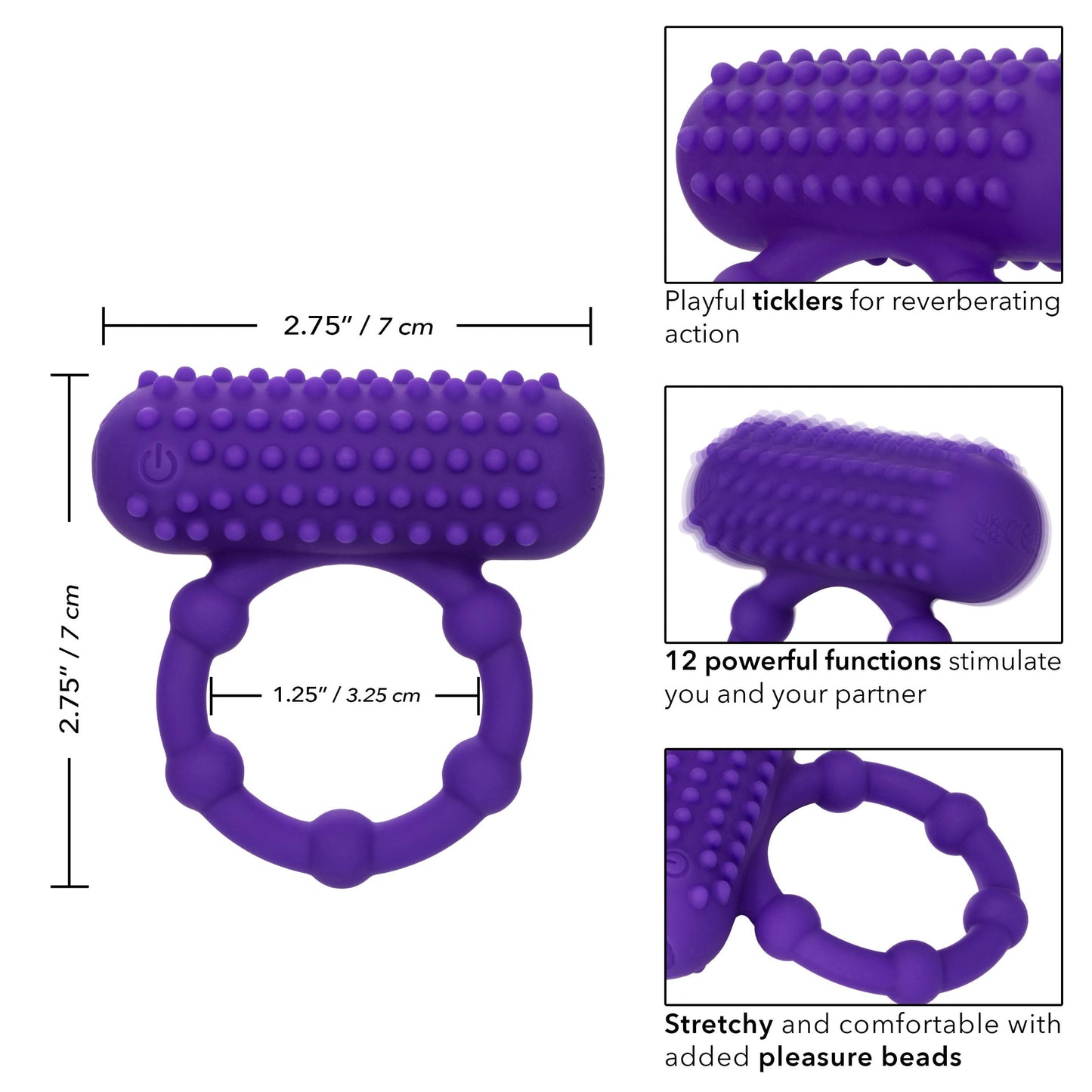 Silicone Rechargeable 5 Bead Maximus Ring - Purple